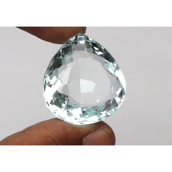 New 34.55 Carat Blue Aquamarine Pear Shaped Shape Loose Gemstone - Picture 2 of 4